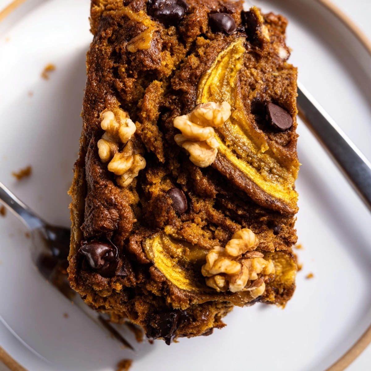 Slices of moist Protein Pumpkin Banana Loaf on a plate, ready to be enjoyed.
