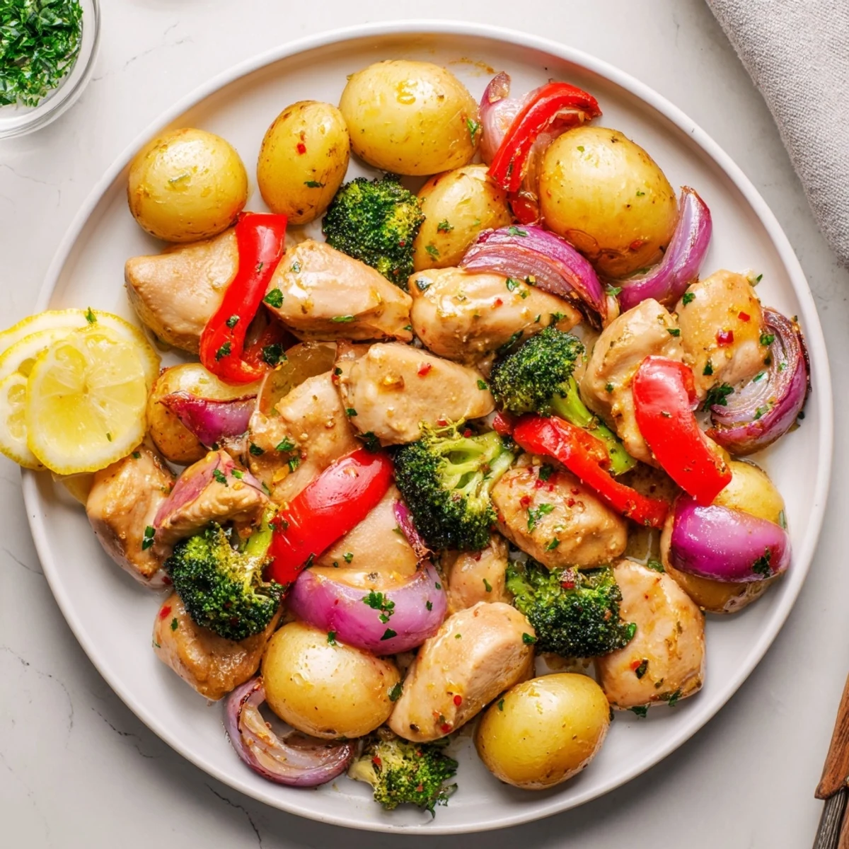 Colorful Lazy Gourmet Chicken & Vegetable One-Pot, a perfect weeknight comfort meal.