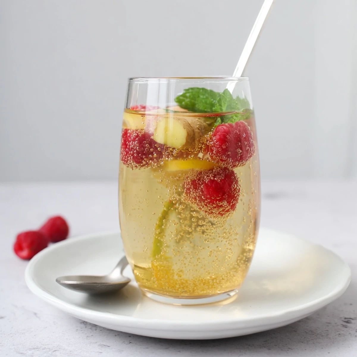 Refreshing kombucha-style home-brew mocktails in colorful glass bottles, lively fizz included.  