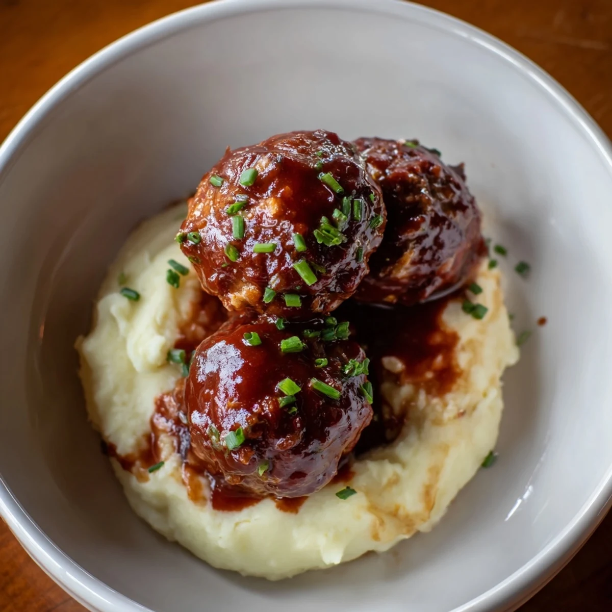 BBQ Meatballs Mashed Potatoes