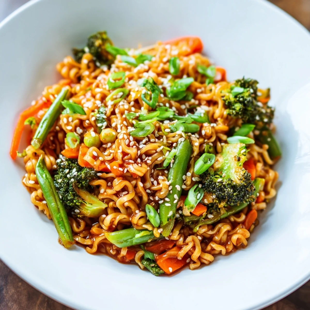 Quick and easy Ramen Noodle Stir-Fry Remix, a colorful meal bursting with fresh flavors and textures.