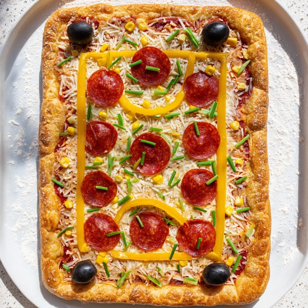 Hot, cheesy Basketball Court Pizza featuring a fun basketball design, perfect for game-day feasts.