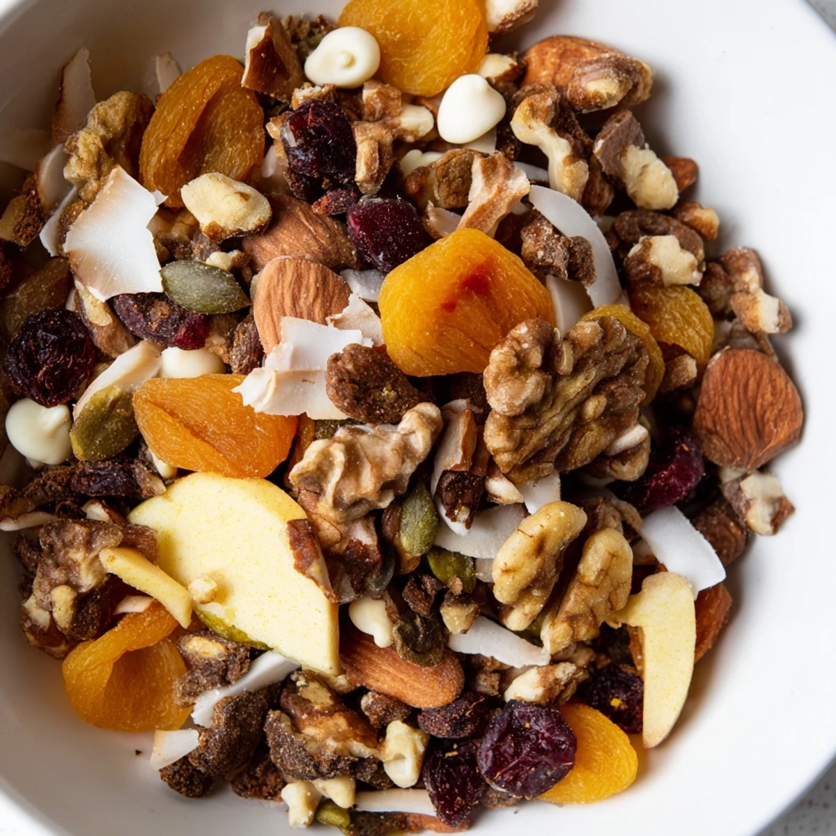 Homemade Snowflake Winter Blend: a delicious mix of dried fruits and spiced nuts for a treat.