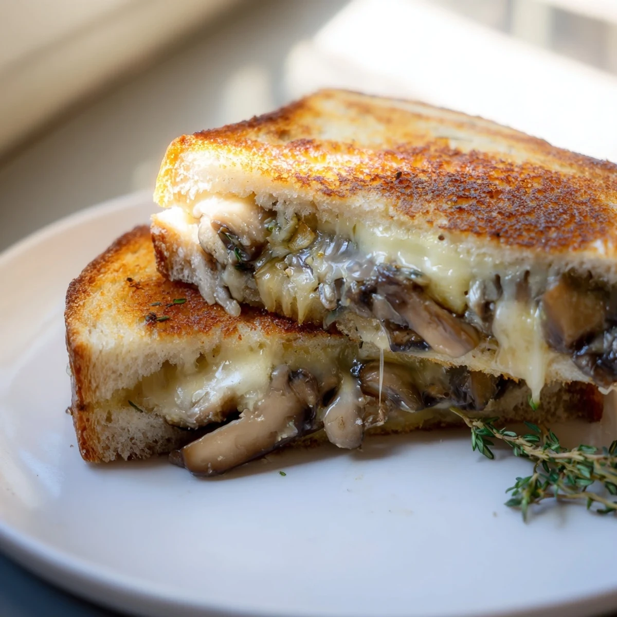 Imagine a perfectly crisp Creamy Mushroom Grilled Cheese, oozing with cheese and mushrooms, perfect for lunch.