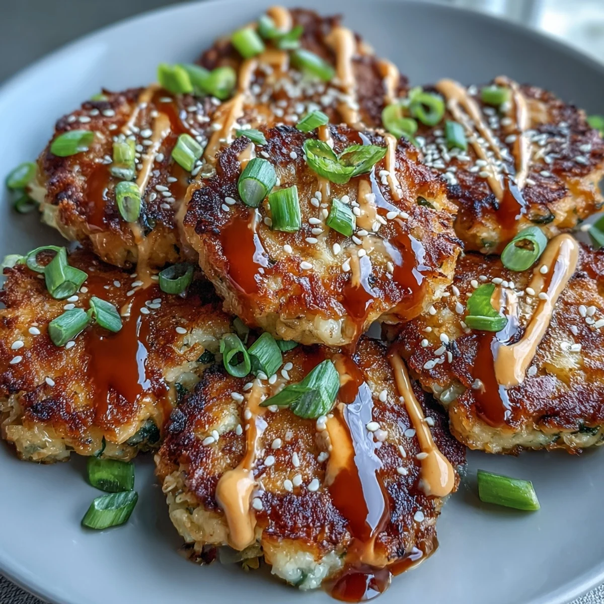 Golden-crispy Asian-Style Tuna Cakes sizzling in a skillet with aromatic sesame oil.