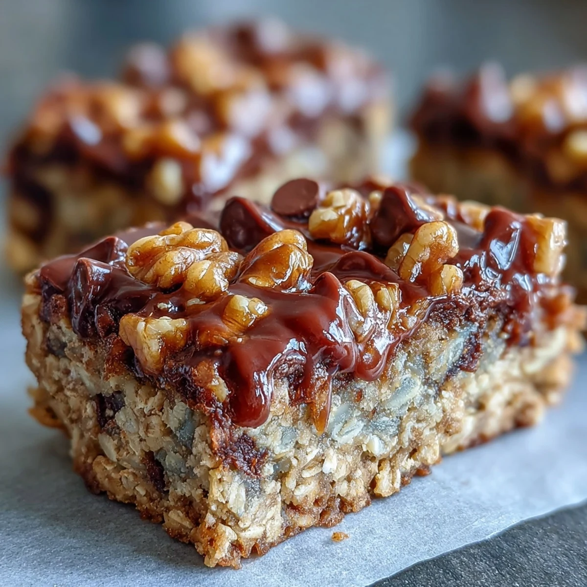 Rustic platter of Chunky Monkey Protein Oat Bars beside fresh banana slices and a cozy mug of coffee.
