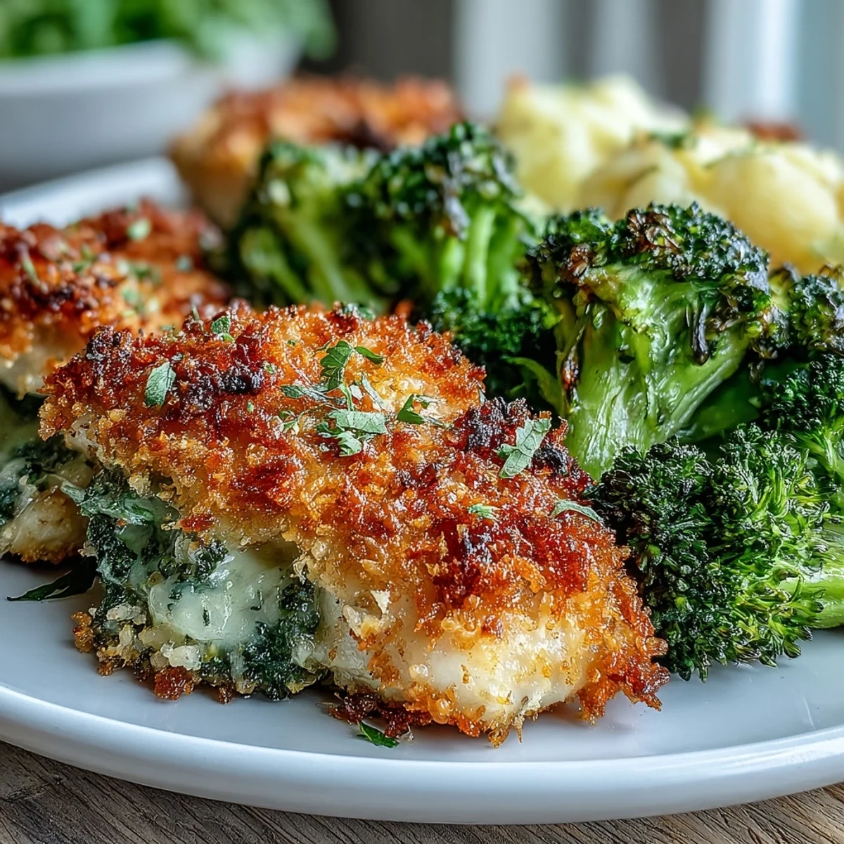 Crispy Parmesan Broccoli & Chicken Trays show golden Parmesan crust on tender chicken and bright green, crisp-tender broccoli.