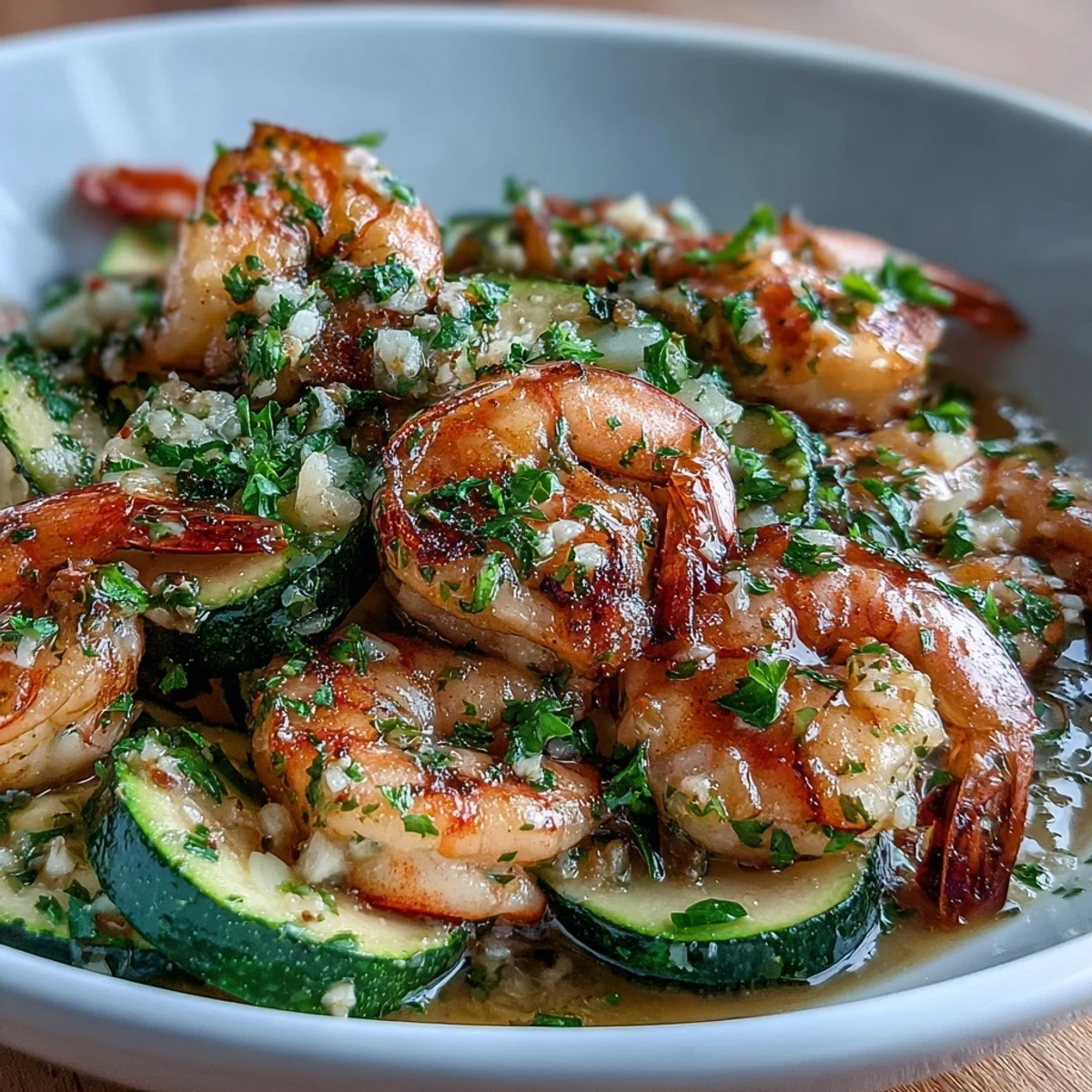 Keto Lemon Butter Garlic Shrimp Packets with Zucchini - juicy shrimp and tender zucchini steamed in foil with zesty lemon butter and garlic.