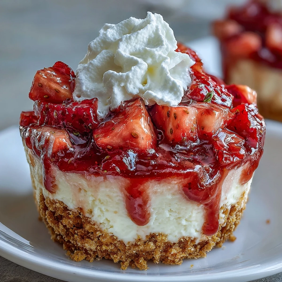 Creamy no-bake strawberry cheesecake cups with buttery graham cracker crust and fresh berry topping, perfect for Valentine's Day dessert.  