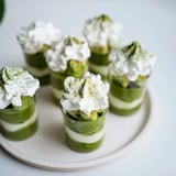 Enjoy the refreshing cold matcha mascarpone tiramisu snow cups, perfect for dessert with a fluffy texture.