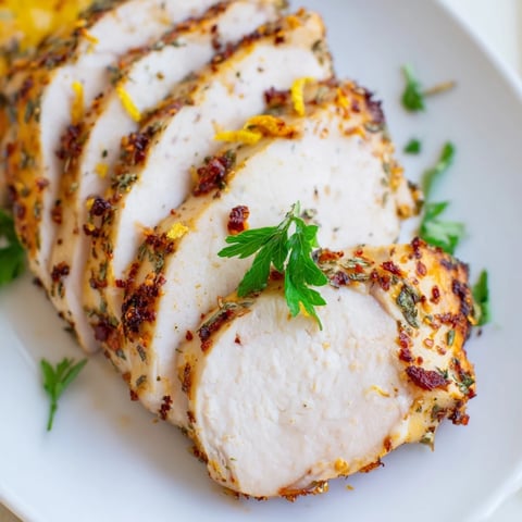 Golden-brown Greek yogurt chicken, baked to perfection, is ready to be served on a plate.