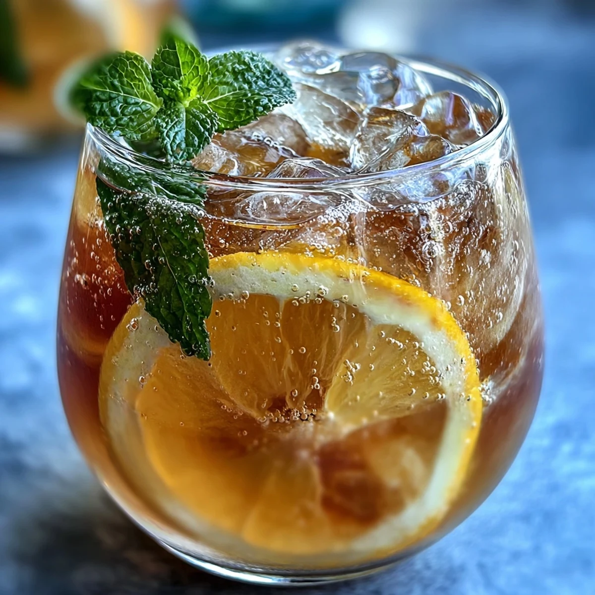 A vibrant sparkling citrus punch with orange and lemon slices, perfect for refreshing summer parties.  