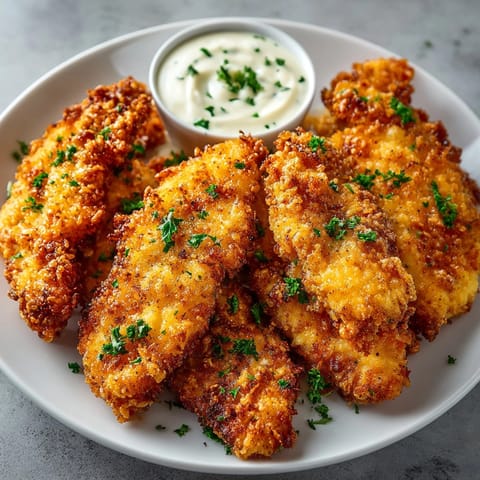Juicy Buttermilk Fried Chicken Tenders, breaded and sizzling, perfect for a family dinner recipe.