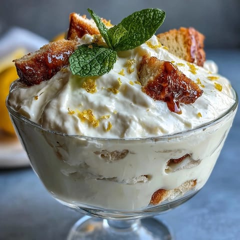 Limoncello Tiramisu Cups with lemon mascarpone cream and limoncello-soaked ladyfingers, perfect for summer dessert.