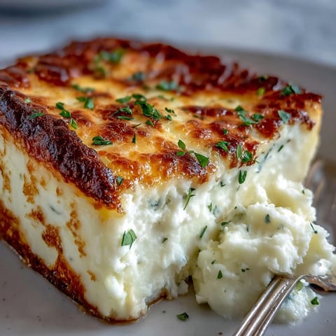 Classic Shepherds Pie with Cauliflower Mash Topping, golden and bubbling, served hot from the oven.  