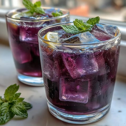 Iced Lavender Lemonade with Fresh Mint, a fragrant and refreshing spring beverage with vibrant citrus and cooling mint aroma.
