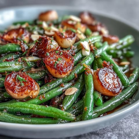 Roasted Garlic Green Beans with Lemon Zest, golden and tender, perfect for a savory Easter side dish.  