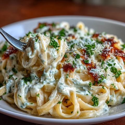 Creamy Cabbage Alfredo with tender cabbage and fettuccine in a rich Parmesan cream sauce.