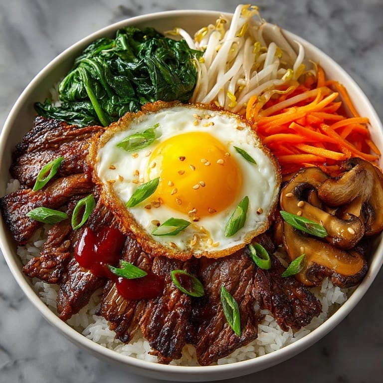 Enjoy vibrant Korean Beef Bibimbap Bowls; a delightful and easy weeknight dinner idea.
