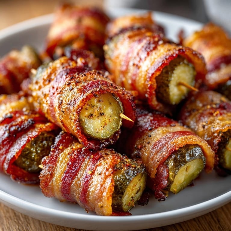 Savory bacon-wrapped pickles with creamy ranch dip, a tempting gluten-free appetizer idea.