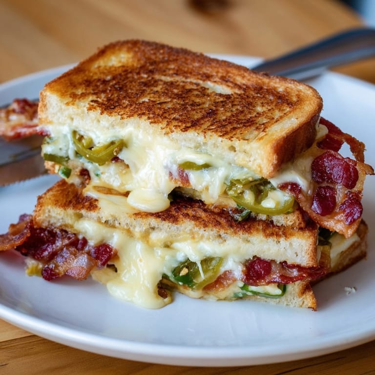 A warm Jalape&amp;ntilde;o Popper Grilled Cheese, crisp bread, with the inviting aroma of melted cheddar.