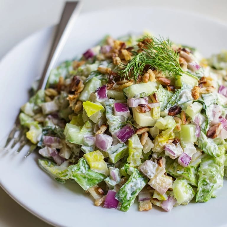 Tangy Dill Pickle Chopped Salad Crunch bursting with flavors and crunchy textures in every bite.