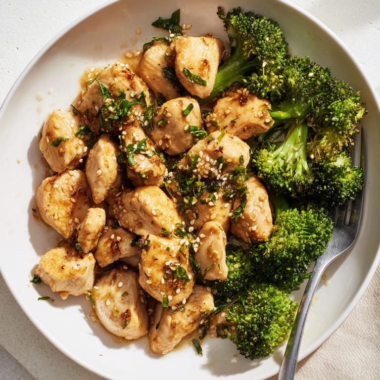 Quick and flavorful Garlic Butter Chicken & Broccoli dish ready in just 15 minutes.  
