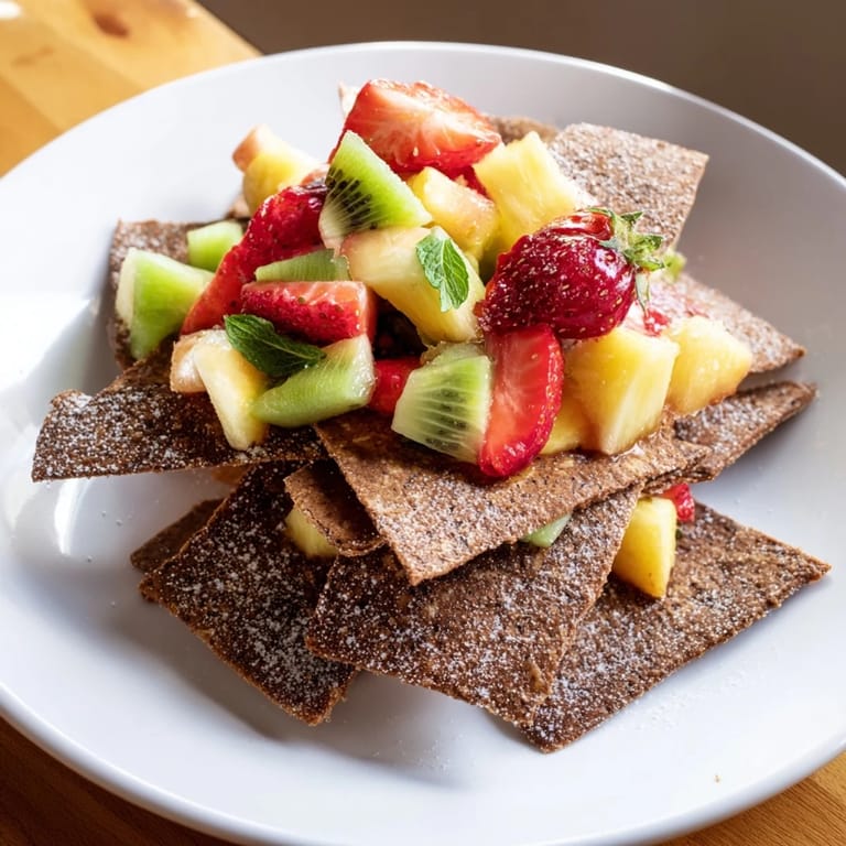 Delightful dessert chips & salsa featuring homemade chocolate chips and fruity salsa.  
