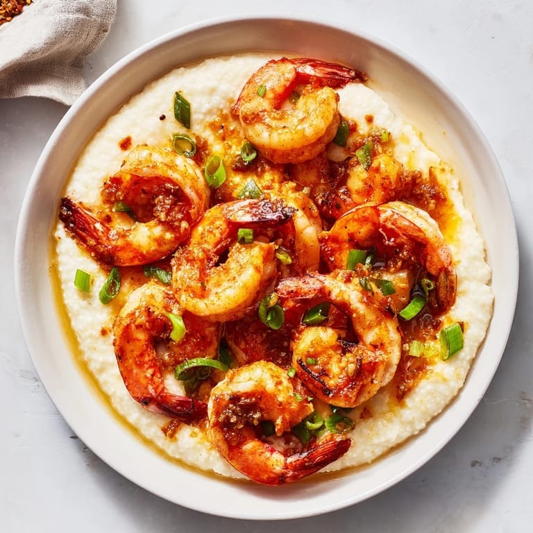 Get ready for Southern comfort: a bowl of Shrimp & Grits, topped with fresh herbs.