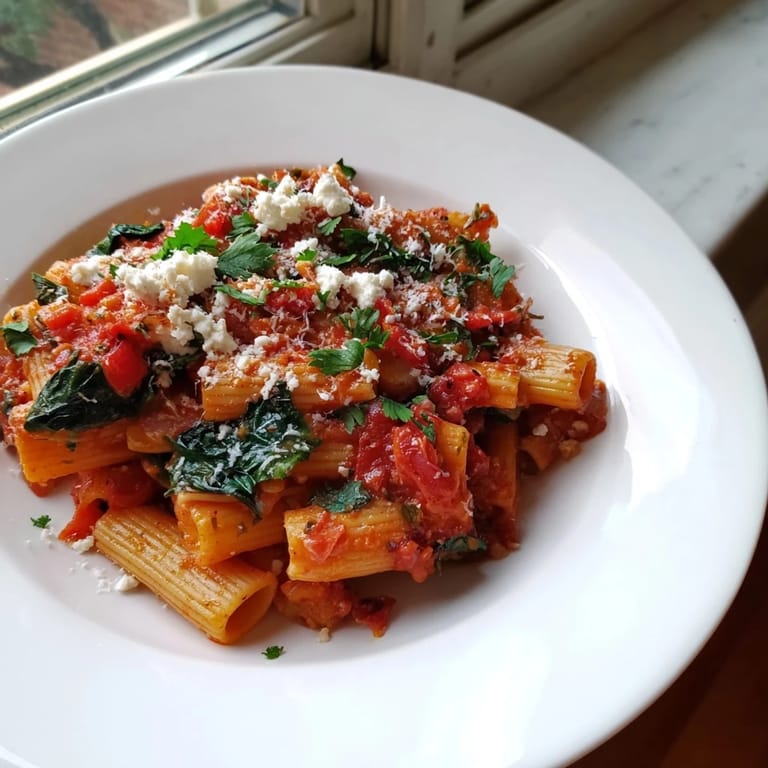 Deliciously fragrant Mediterranean Baked Garlic & Herb Pasta, featuring sun-dried tomatoes and creamy feta cheese.