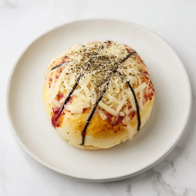 Oven-baked Slam Dunk Basketball Pizza Bites, showcasing melted cheese and pepperoni inside the pizza dough.