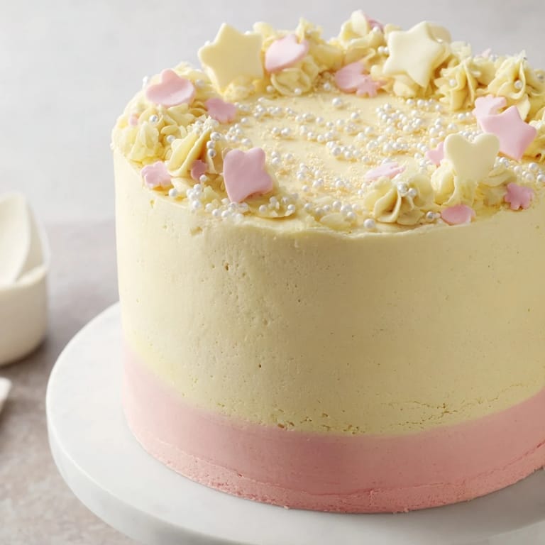 Imagine layers of deliciousness: the beautiful Château de Princesse Cœurs et Étoiles cake with heart shapes perfect for any party.