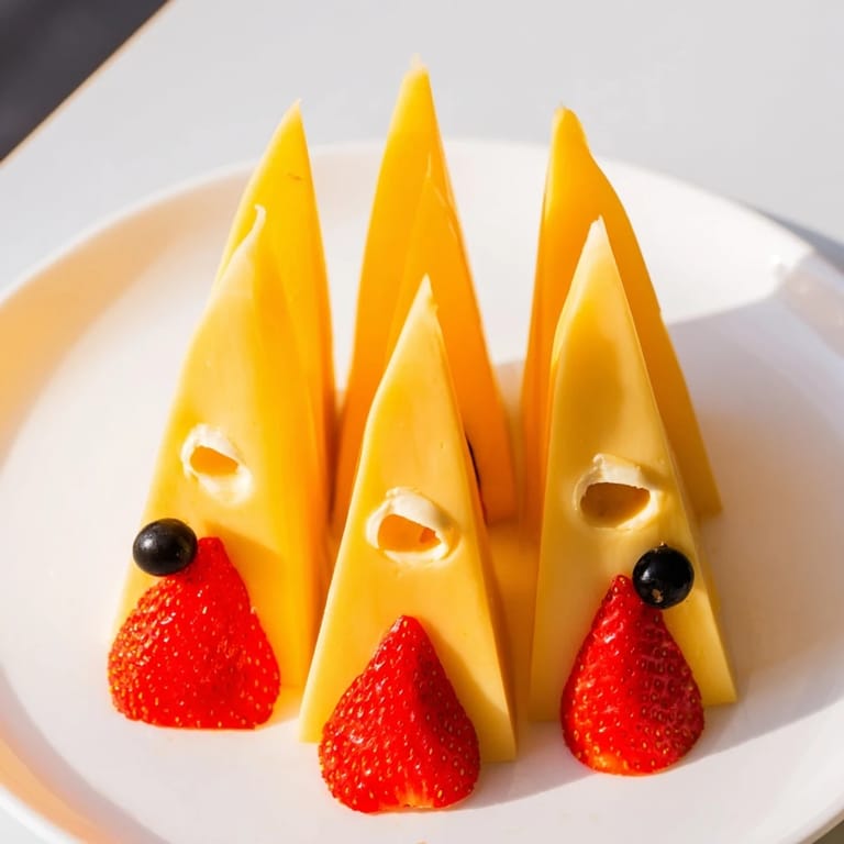 Bright red strawberry flames erupt from a cheesy Retro Rocket rocket ready for fun snacking.