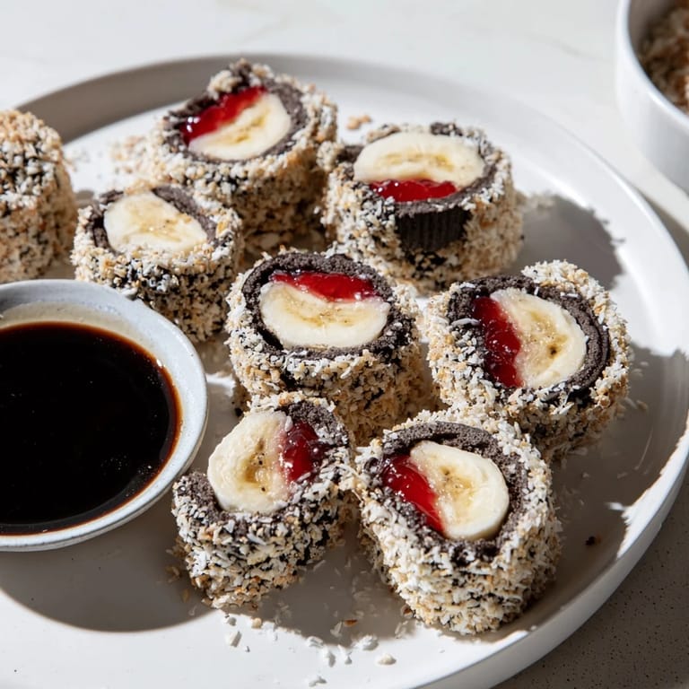 Sweet Oreo Cookie Sushi Rolls, ready to dip in chocolate; a fun dessert you'll love.