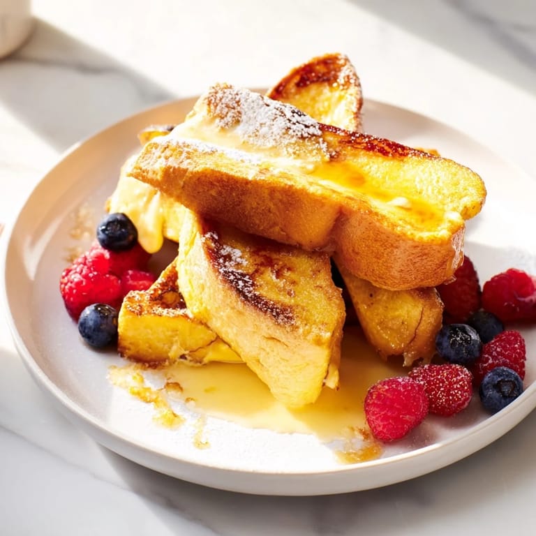 Delicious, thick-cut Ice Cream French Toast, cooked to a perfect golden brown, ready to enjoy.