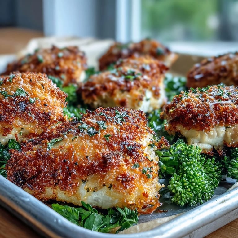 Roasted Crispy Parmesan Broccoli & Chicken Trays with golden topping, ideal for quick family dinners.