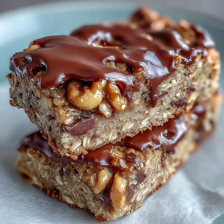 A close-up shows gooey melted chocolate and ripe banana chunks on a rustic wooden cutting board.