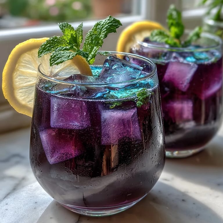 Refreshing Iced Lavender Lemonade with fresh mint, featuring a beautiful lavender hue and aromatic herbal notes in every sip.