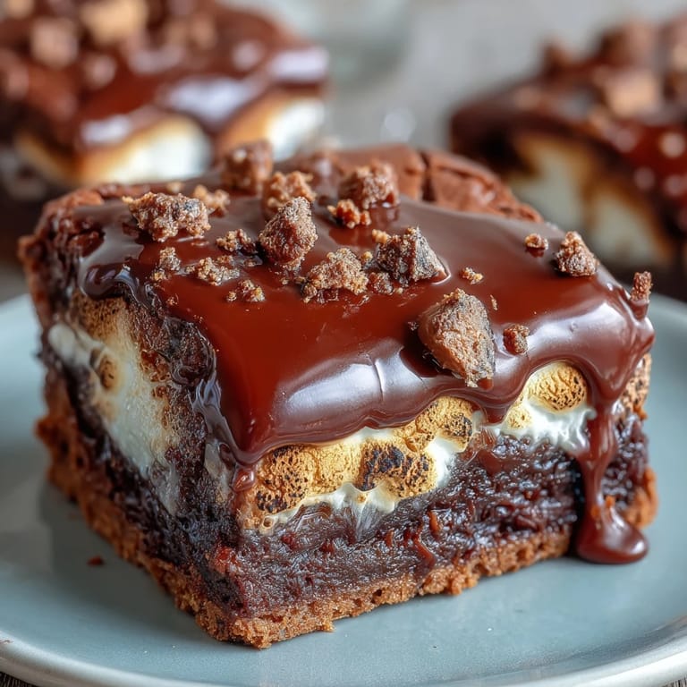 Gooey s'mores brownie mix cookies topped with toasted marshmallows and graham cracker crumbs.