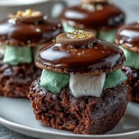 Adorable Leprechaun Hat Brownie Bites with chocolate-dipped marshmallows and green icing for St. Patrick's Day fun.