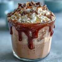 Creamy vanilla bean frappuccino protein shake with frothy vanilla, ice, and a hint of sweetness in a tall glass.