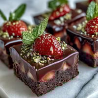 Dubai Chocolate Strawberry Cups with Pistachio Crunch: golden-topped chocolate cups filled with juicy strawberries and a crunchy pistachio layer, perfect for an elegant dessert spread.