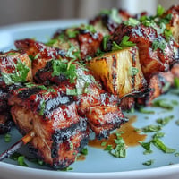 Juicy grilled chicken al pastor skewers with sweet pineapple, bursting with smoky Mexican flavor.